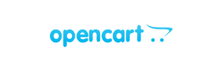 Das Logo des freien Onlineshop-Systems OpenCart. In hellblauer Schrift steht kleingeschrieben und in dicken abgerundeten Buchstaben opencart. Rechts daneben befindet sich ebenfalls in hellblau eine sehr minimalistische Skizze eines Einkaufwagens.